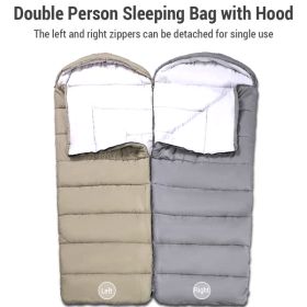 Double Persons Sleeping Bags For Adults Cold Weather 12°C- -18°C Cold-Resistant With Hooded Anti-splashing For Camping Split Into Single Use