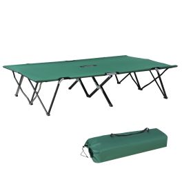 Outsunny 2 Person Folding Camp Cot for Adults, 50" Wide Outdoor Portable Sleeping Cot with Carry Bag, Elevated Camping Bed, Green