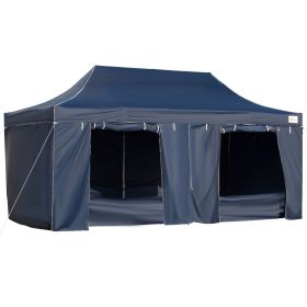 Outsunny 10x20 Pop Up Canopy, 7 Removable Sidewalls, Privacy Features, Roller Bag, Upgraded Frame, Blue