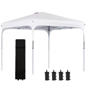 Outsunny 8x8 Pop-Up Canopy with Wheeled Carry Bag and 4 Sand Bags, Portable Gazebo, Adjustable Height, Wheels