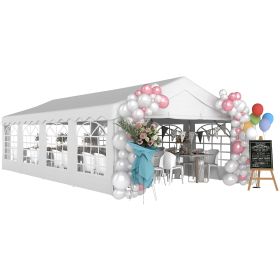 Outsunny 13' x 26' Heavy-Duty Outdoor Carport Party Event Tent, Patio Gazebo Canopy Pavilion with 4 Sidewalls & 8 Windows, White