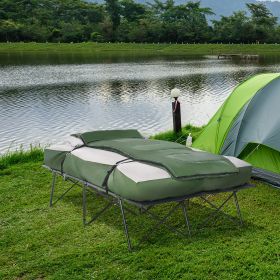 Compact Portable Camping Bed 2-Person Collapsible Cot with Sleeping Bag Air Mattress Pillows for Fishing Hiking