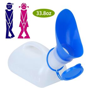 Unisex Potty Urinal Bottle 1000ML/33.8OZ Adult Emergency Urinal Device Portable Outdoor Toilet with Lid Funnel For Car Camping Travel Hospital Outdoor