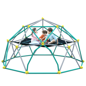 13-foot Geometric Dome Climber Play Center, Children's Climbing Dome Tower With Hammocks, Rust-resistant And UV-resistant Steel Support 1000 Poun (Color: Green)