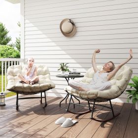 Outdoor Rocking Chair Patio Set of 2 (Option: Beige-980x530x390 mm)