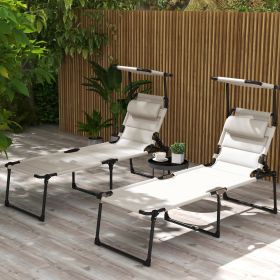 2 Pcs Outdoor Lounge Chair (Option: Cream White-850x300x710 mm)