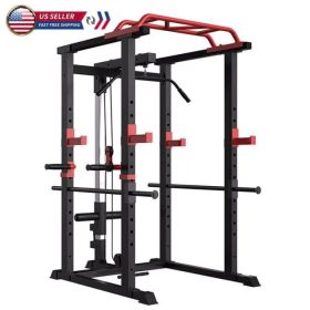Power Cage Squat Rack Stands Gym Equipment 1000-Pound Capacity Exercise Olympic (Option: As picture)