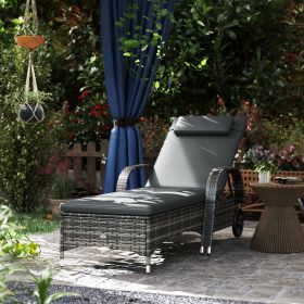 Outdoor Chaise Lounge (Option: Mixed Gray, Gray-1230x530x290 mm)
