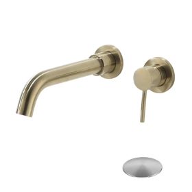 Wall Mounted Bathroom Sink Single Lever Handle Faucet with Pop-Up Drain (No Overflow) (Option: Default Title)