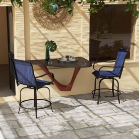 Outdoor Bar Stools Set of 2 (Option: Blue-680x665x270 mm)