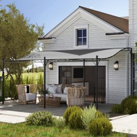 10' x 16' Wall-Mounted Outdoor Pergola Canopy (Option: Dark Gray-1660x410x230 mm)