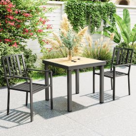 Patio Dining Chairs with Slatted Design (Option: Black-940x180x520 mm)