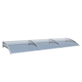 Awning for Door Entrance Window, 38x120 Inch Window Canopy Exterior, UV Rain Snow Protection for House Porch Patio Deck, Gray Bracket & Gray Blue (Option: Default Title)