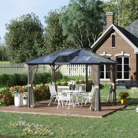 10' x 12' Hardtop Gazebo Canopy with Polycarbonate Roof (Option: gray-2190x370x300 mm)
