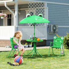 Folding Kids Table and Chair Set (Option: Green-750x510x110 mm)