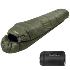 1Pc Mummy Sleeping Bag Camping Sleeping Bags For Adults Outdoor Soft Thick Water-Resistant Moisture-proof Sleep Bag Suitable For Spring Autumn Wi (Option: Olive Green)