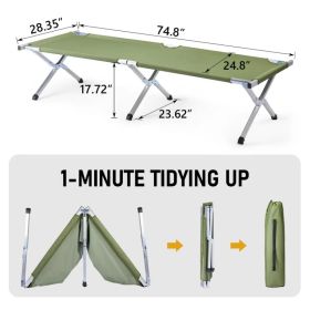 RHB-03A Portable Folding Camping Cot with Carrying Bag Army Green (Option: Army green)