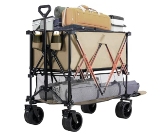 Double-decker Truck With Brakes, 440-pound Large-capacity Truck Trolley Folding Truck (Option: Brown)