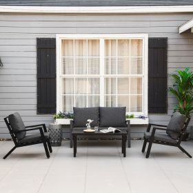 4 Piece Patio Furniture Set (Option: Black-1330x650x580 mm)