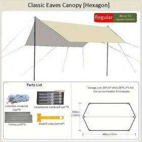 Ordinary 3 Multiply 4m RV Outdoor Tent Shade Portable Camping Sunscreen Rainproof Vinyl Canopy (Option: Khaki1)