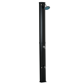 7ft Outdoor Solar Heated Shower with 360 Rotating Shower Head, Foot Shower Faucet, Temperature and Pressure Adjustable, Holds 9.2 Gallons for Ba (Option: Black-1135x210x380 mm)