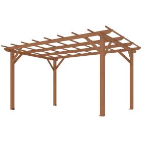 10' x 13' Wood Pergola, Outdoor Gazebo Grape Trellis with Stable Structure for Climbing Plant Support, Dark Brown (Option: Brown-1630x370x210 mm)