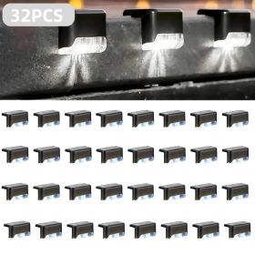 32&16 PCS Solar Deck Lights Outdoor Solar Step Lights Waterproof Led Solar Lights For Outdoor Stairs Step Fence Yard Patio And Pathway Family's G (Option: White Light 32Pack)
