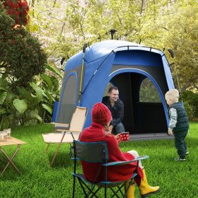 4 Person Pop Up Camping Tent Quick Setup Automatic Hydraulic Family Travel Tent w/ Windows Doors Carry Bag (Option: Blue-1240x170x160 mm)
