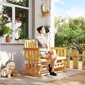 2-Person Patio Swing Glider Bench with Quick Drying Design and Wide Armrest (Option: Khaki-1135x625x175 mm)