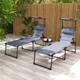 2 Pcs Outdoor Lounge Chair (Option: Gray-850x300x710 mm)
