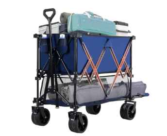 Double-decker Truck With Brakes, 440-pound Large-capacity Truck Trolley Folding Truck (Option: Blue)