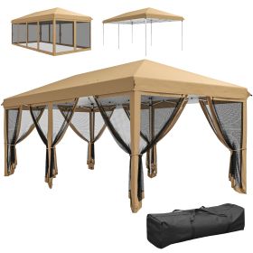 10' x 20' Pop Up Canopy Tent with Netting, Heavy Duty Instant Sun Shelter, Large Tents for Parties with Carry Bag for Outdoor, Garden, Patio, Be (Option: Beige-1180x360x245 mm)