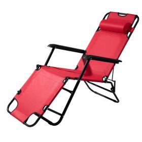 Portable Dual Purposes Extendable Folding Reclining Chair Red (Option: default)