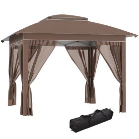 12' x 12' Pop Up Canopy Tent with Netting and Carry Bag, Instant Sun Shelter with 137 sq.ft Shade, Tents for Parties, Height Adjustable, for Out (Option: Khaki-1360x250x260 mm)