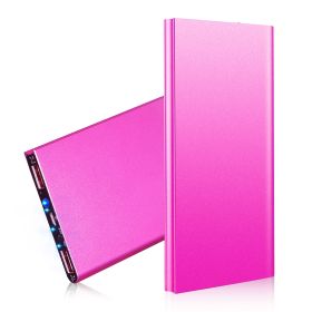 20000mAh Power Bank Ultra-thin External Battery Pack Phone Charger Dual USB Port (Option: HotPink)