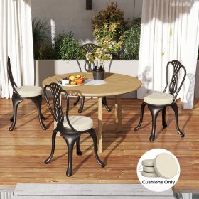 Patio Chair Cushions Set of 4 Round Seat Cushions for Dining Bistro Chairs Machine Washable (Option: Cream-390x390x320 mm)