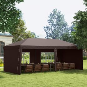 10' x 20' Pop Up Canopy Tent with 4 Sidewalls (Option: Coffee-1190x240x350 mm)