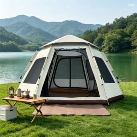 Cream White Instant Pop Up Tent - 3 Second Quick Setup Outdoor Shelter, Windproof Waterproof With Panoramic Mesh Skylight, Extra Spacious Sunshad (Option: White)