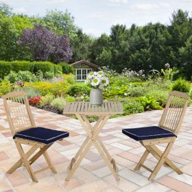 3 Pieces Patio Folding Bistro Set (Option: Natural Wood-620x230x1040 mm)